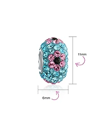 Bling Jewelry Floral Spring Flower Crystal Aqua Black White Spacer Bead Core .925 Sterling Silver