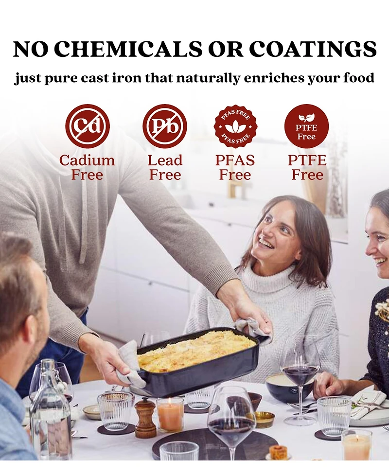 Alva Nori 12x8” Enameled Cast Iron Roasting Pan – Heavy-Duty, Non-Toxic Pfas/Pfoa/Ptfe-Free Bakeware