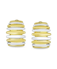 Bling Jewelry Geometric Shrimp Half Hoop Clip-On Earrings for Non-Pierced Ears Gold Silver