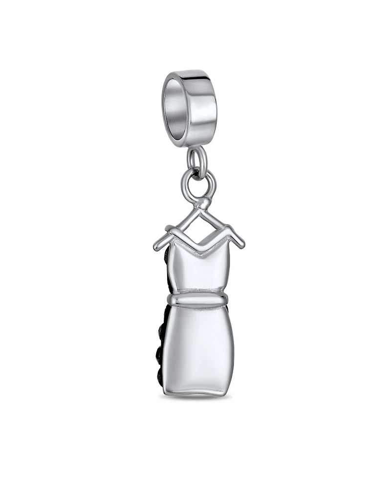 Bling Jewelry Fashion Crystal Black Dress Dangle Charm Bead Sterling Silver for European Bracelet