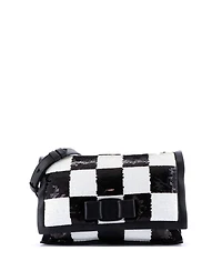 Pre-Owned Salvatore Ferragamo Small Viva Bow Flap Bag Sequin Embellished Leather