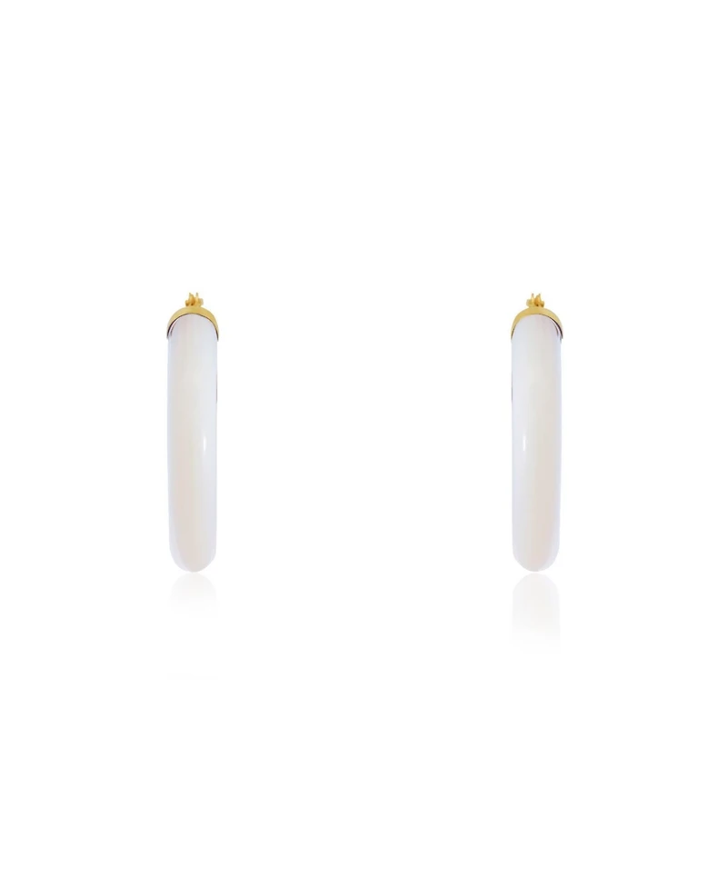 The Lovery Mother of Pearl Hoop Earrings 14K Gold