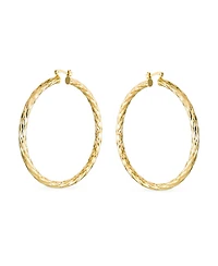 Bling Jewelry Rope Cable Wide Hoop Huggie Earrings 18K Gold Plated Brass 2.25 Inch Diameter
