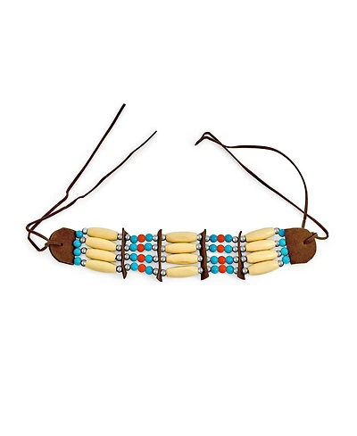 Bling Jewelry Boho Handmade 3 Row Line Bead Natural Wood Leather Tribal Wide Choker Necklace Adjustable