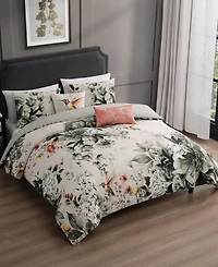 Bebejan Vintage Bloom Bedding 100% Cotton Sateen 5 Piece Queen Size Reversible Comforter Set