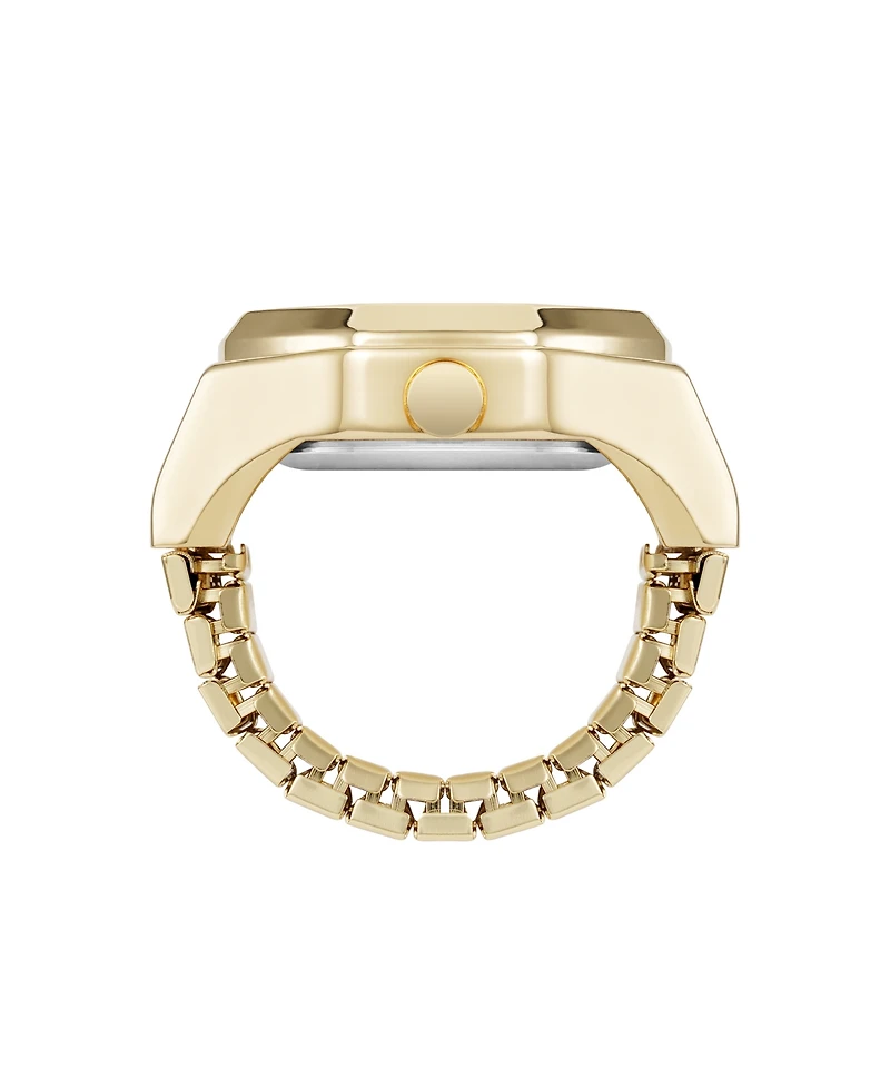 Nine West Women's Quartz Contemporary Black and Gold-Tone Metal Alloy Ring Watch, 23mm