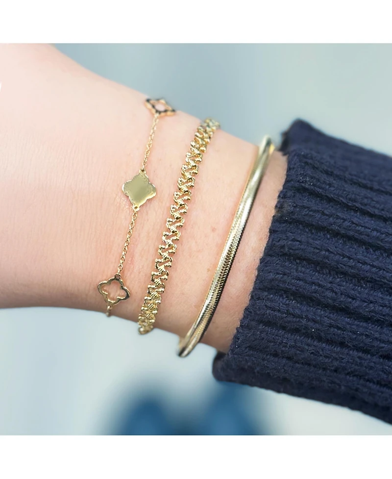 The Lovery Mini Gold Alternating Open Clover Bracelet 14K Gold