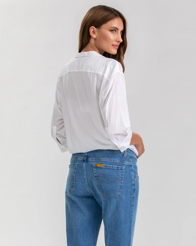 Pietro Brunelli Maternity Classic Collared 3/4 Sleeve Blouse Panarea