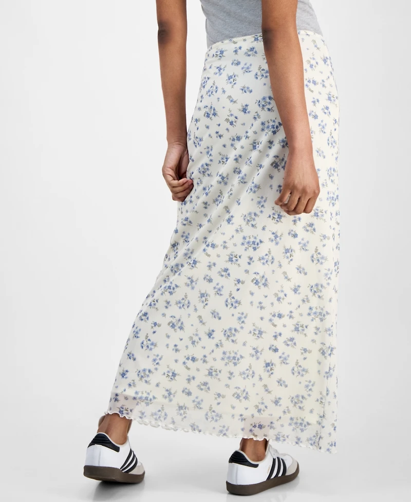 Hippie Rose Juniors' Floral-Print Maxi Skirt
