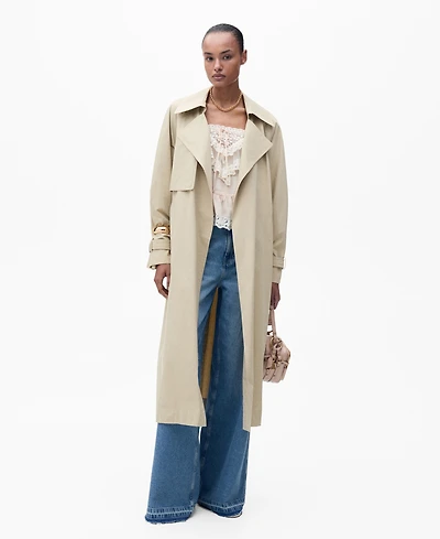 Mango Women's Belted Cotton Trench Coat