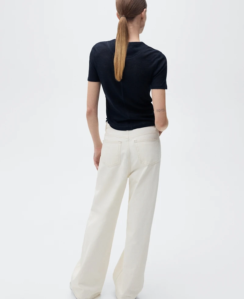 Mango Women's Short-Sleeved Linen T-Shirt