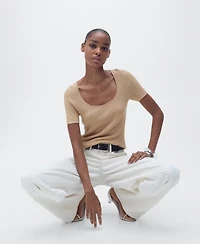 Mango Women's Linen-Blend Knitted Sweater