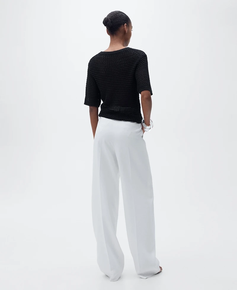 Mango Women's Short-Sleeved Openwork Knitted Sweater