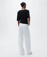 Mango Women's Short-Sleeved Openwork Knitted Sweater