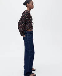 Mango Women's Ruffled Floral Blouse