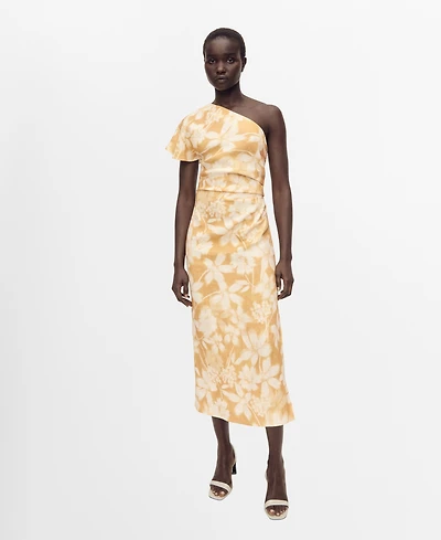 Mango Women's Linen Floral-Print Dress