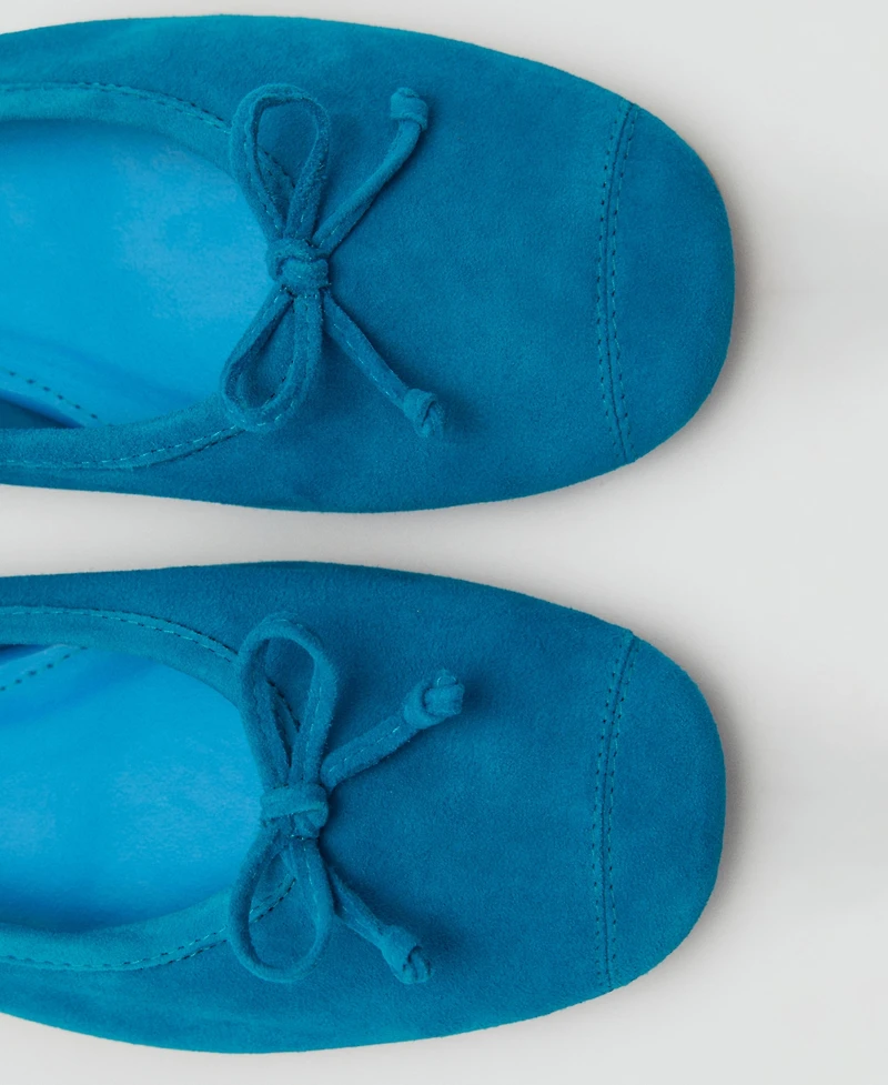 Mango Women's Bow Suede Ballerinas Shoes