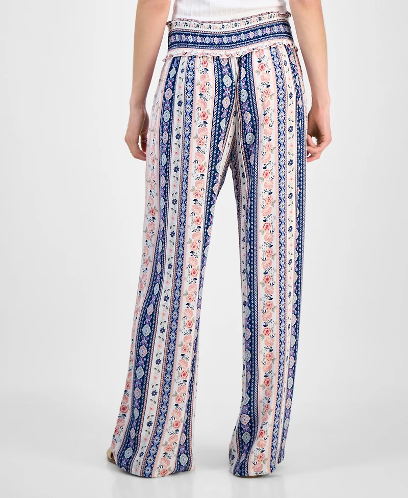Kingston Grey Juniors' Floral-Print Wide-Leg Soft Pants