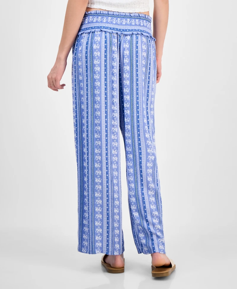 Kingston Grey Juniors' Printed Cropped Wide-Leg Soft Pants