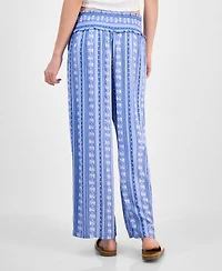 Kingston Grey Juniors' Printed Cropped Wide-Leg Soft Pants