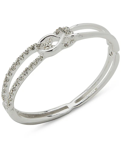 Anne Klein Silver-Tone Pave Interlocked Open Bangle Bracelet