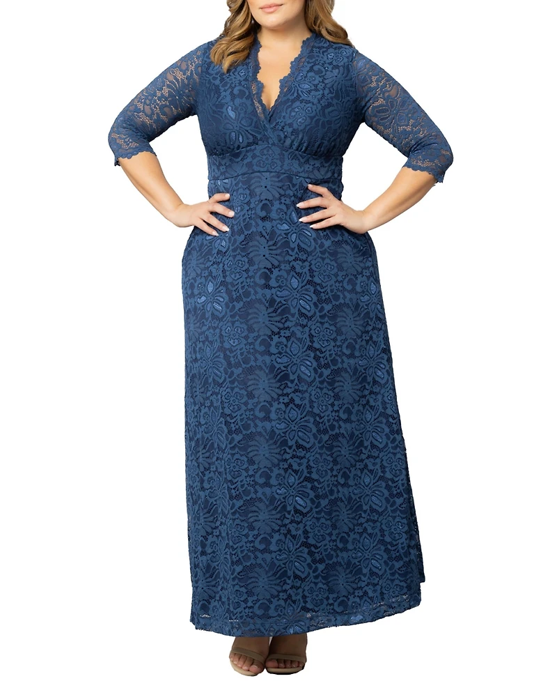 Kiyonna Women's Plus Maria Lace Evening Gown