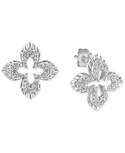 Diamond Quatrefoil Openwork Stud Earrings (1/4 ct. t.w.) in 14k White Gold