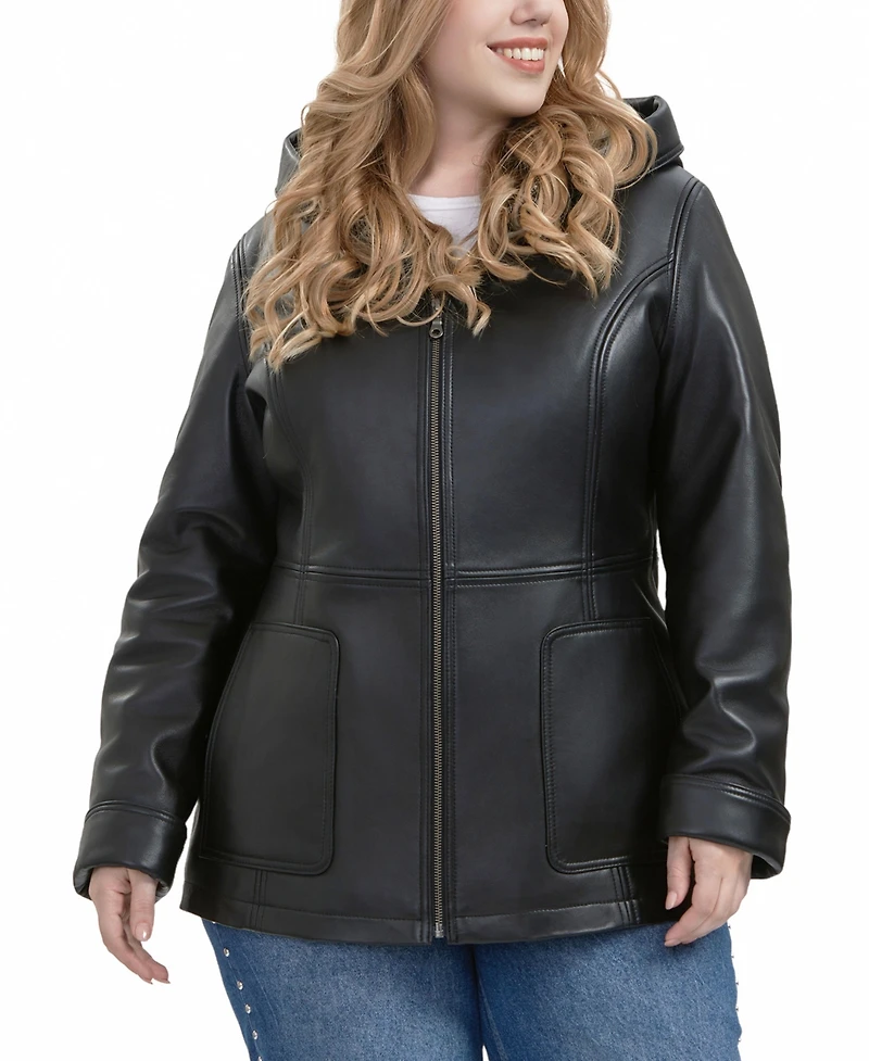 Bgsd Plus Cara Hooded Leather Coat