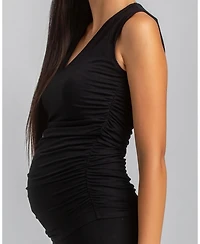 Pietro Brunelli Maternity Sleeveless Dolce Blouse with V-Neck and Side Ruching