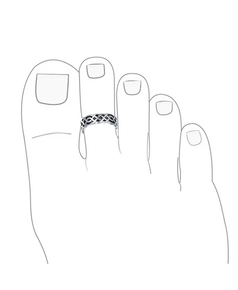 Bling Jewelry Set of 2 Celtic Trinity Knot Toe Ring Oxidized Sterling Silver Pinky Midi Design