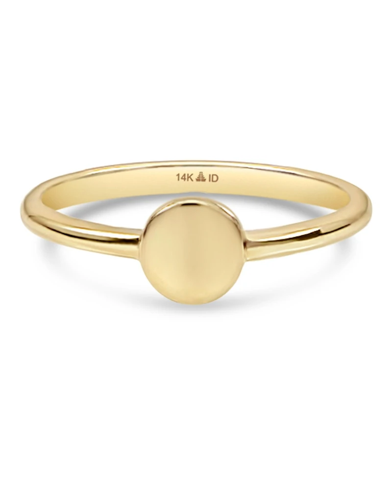 Devata Round Disc Ring in 14K Gold, Size 7, approx. 2.0 grams
