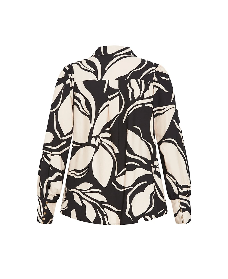 City Chic Plus Size Rosabella Print Shirt