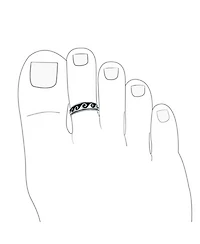 Bling Jewelry Set of 2 Nautical Ocean Waves and Beach Sand Footprints Midi Toe Ring Silver