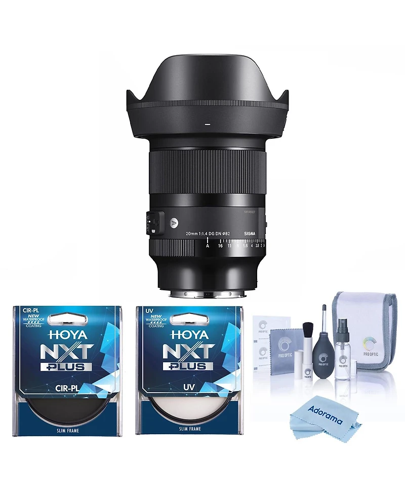 Sigma 20mm f/1.4 Dg Dn Art Lens for L Mount, Bundle with Hoya 82mm Uv and Cpl Filters