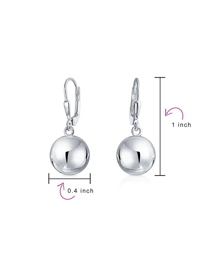 Bling Jewelry Set of 2 Round Dangle Drop Ball Earrings Silver 6MM & 8MM Beads Lever Back