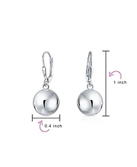 Bling Jewelry Set of 2 Round Dangle Drop Ball Earrings Silver 6MM & 8MM Beads Lever Back