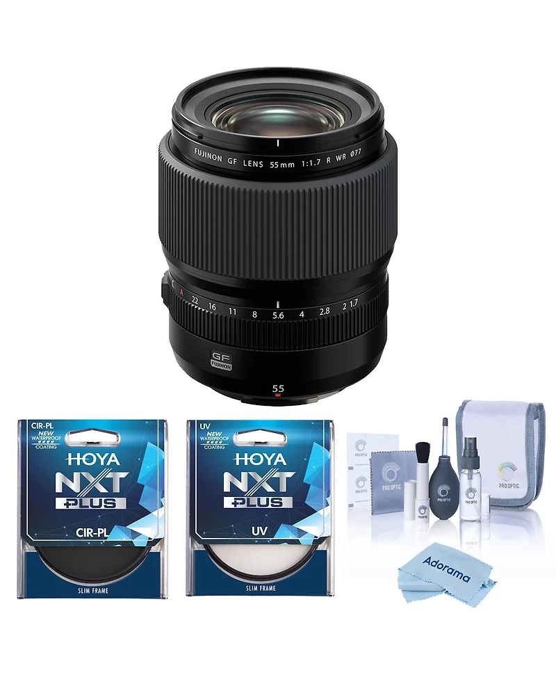 Fujifilm Fujinon Gf 55mm f/1.7 R Wr Lens, Bundle with Hoya 77mm Uv and Cpl Filters