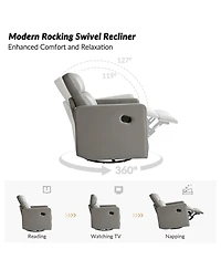 Josefa Genuine Leather Upholstered Swivel Rocker Recliner