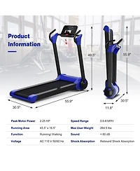 2.25 Hp Electric Motorized Folding Running Treadmill Machine with Led Display-Navy