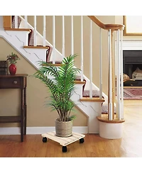 Alladinbox 2-Pack Wooden Plant Stand Caddy with Lockable Wheels Heavy Duty