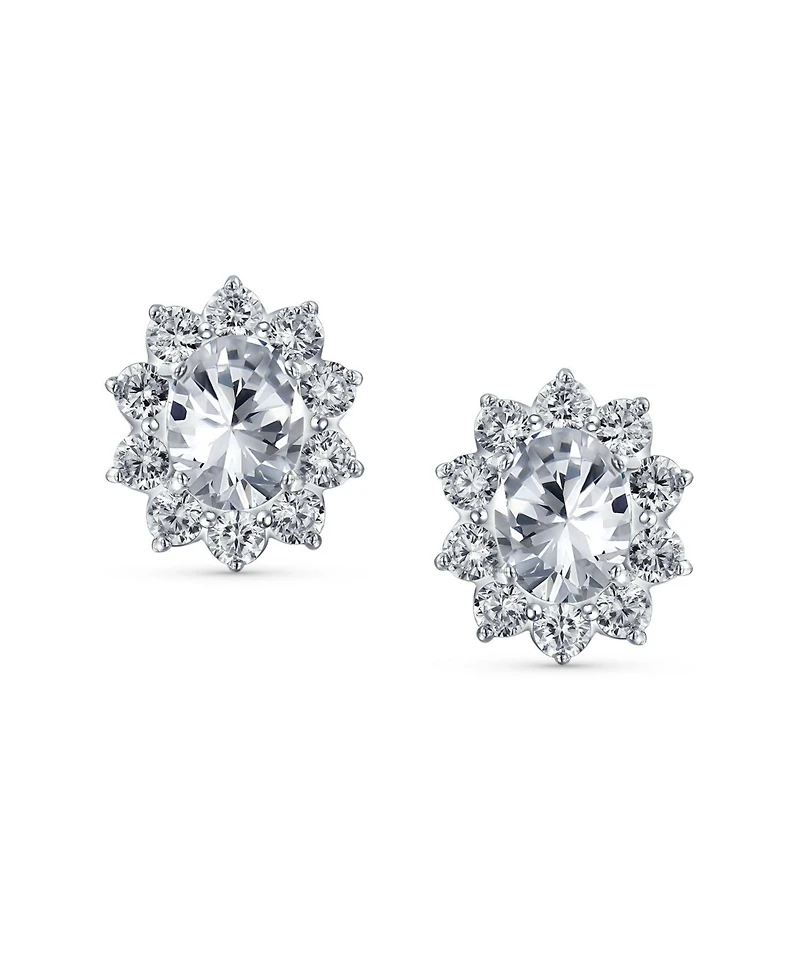 Bling Jewelry Set of 2 Classic Crown Black Clear 1.5 Ct Cz Stud Earring Silver Plated