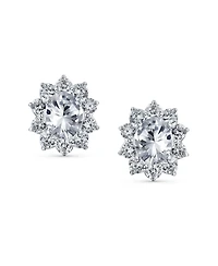Bling Jewelry Set of 2 Classic Crown Black Clear 1.5 Ct Cz Stud Earring Silver Plated