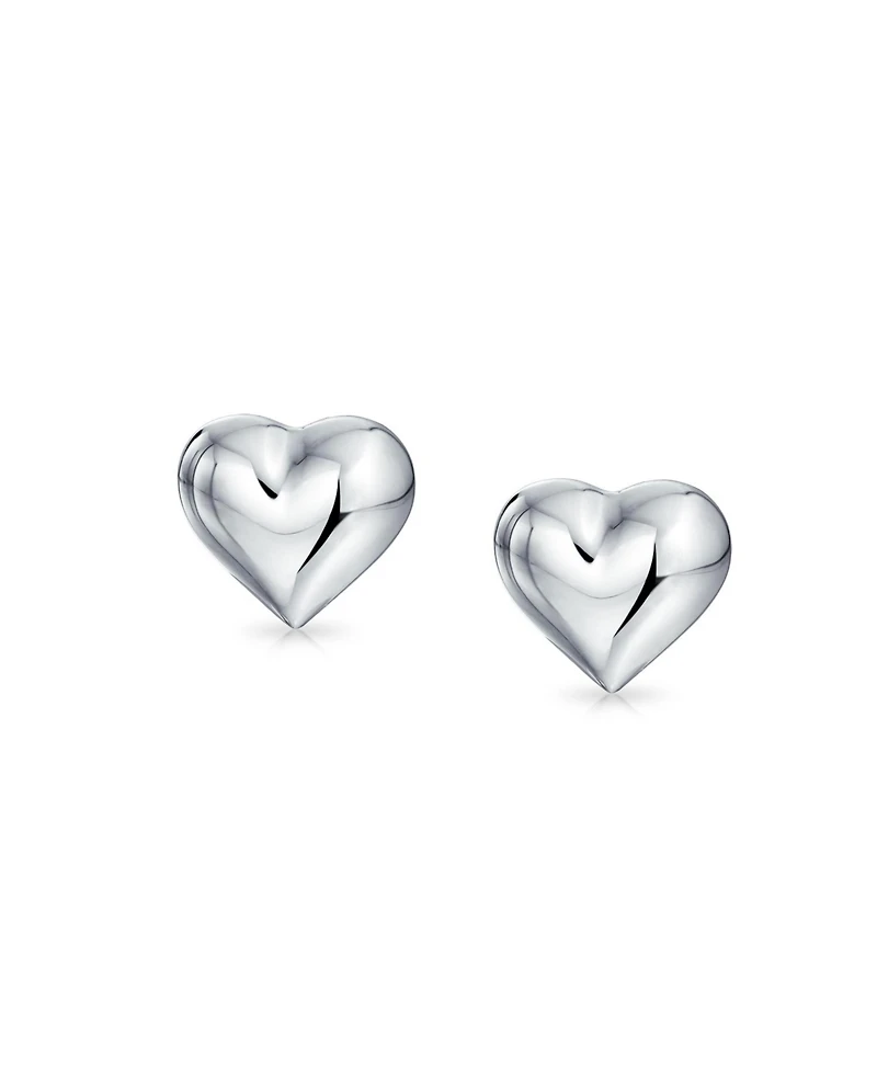 Bling Jewelry Set of 2 Double Open Heart Shaped Puffed Stud Earrings Rose Gold Plated Silver