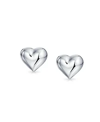 Bling Jewelry Set of 2 Double Open Heart Shaped Puffed Stud Earrings Rose Gold Plated Silver