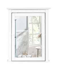 Gymax Bathroom Mirror Cabinet Wall Mounted Adjustable Shelf Medicine Storage White