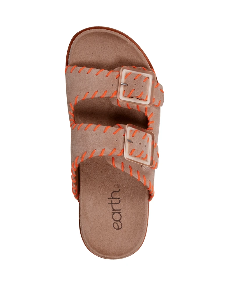 Earth Women's Fausto Stitched Double Band Slip-On Sandals