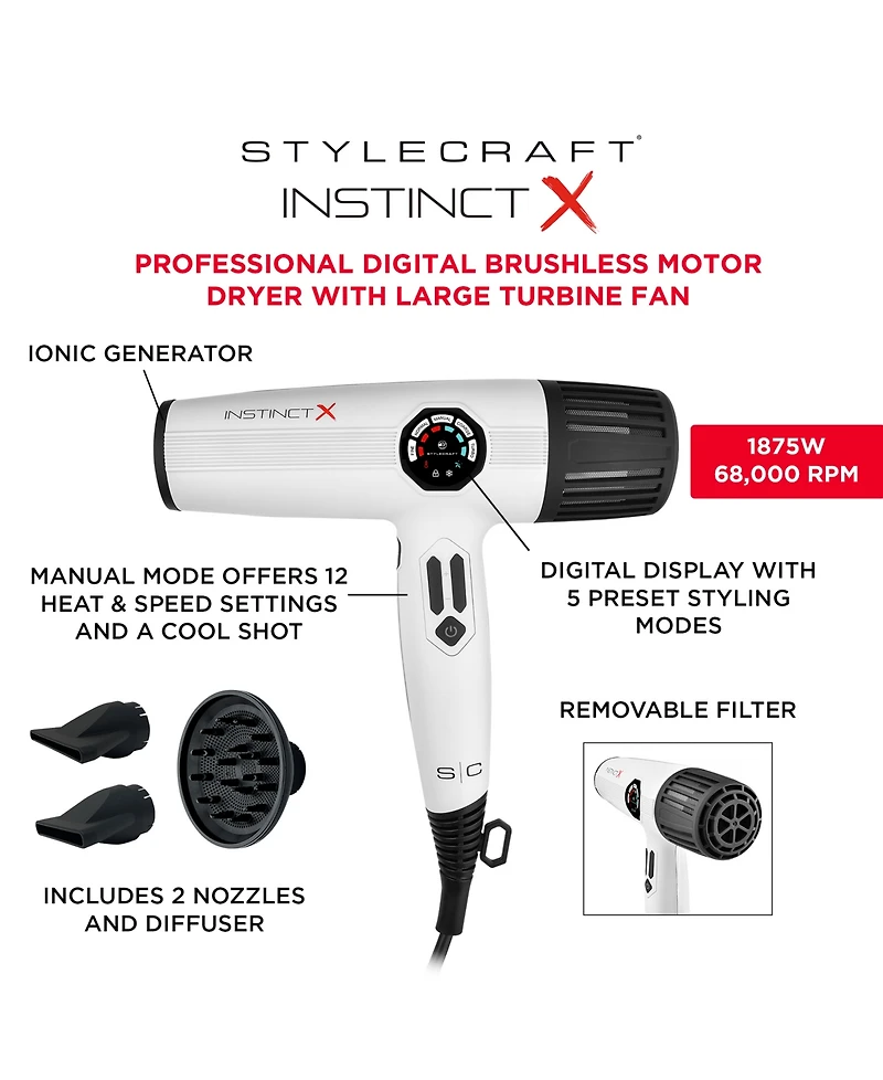 StyleCraft Professional Instinct-x Hair Dryer