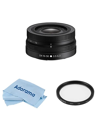 Nikon Nikkor Z Dx 16-50mm f/3.5-6.3 Vr Lens, Bundle with ProOptic Pro Digital 46mm Multi Coated Uv Filter, Cleaning Cloth