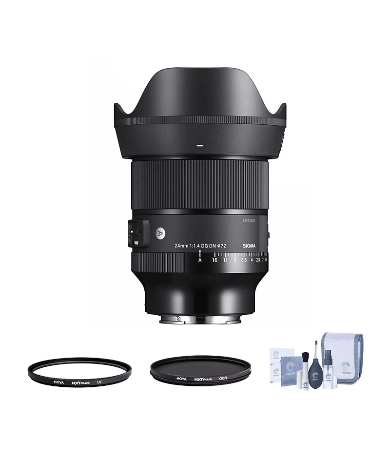 Sigma 24mm f/1.4 Dg Dn Art Lens for Sony E Bundle with Hoya 72mm Multi-Coated Uv and Cpl Filters, Cleaning Kit