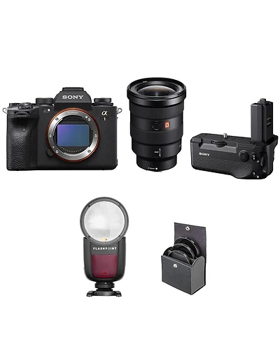 Sony Sony Alpha 1 Full Frame Mirrorless Digital Camera Bundle with Fe 16-35mm f/2.8 Gm Lens, Vg-C4EM Vertical Grip, Speedlight, 82mm Filter Kit